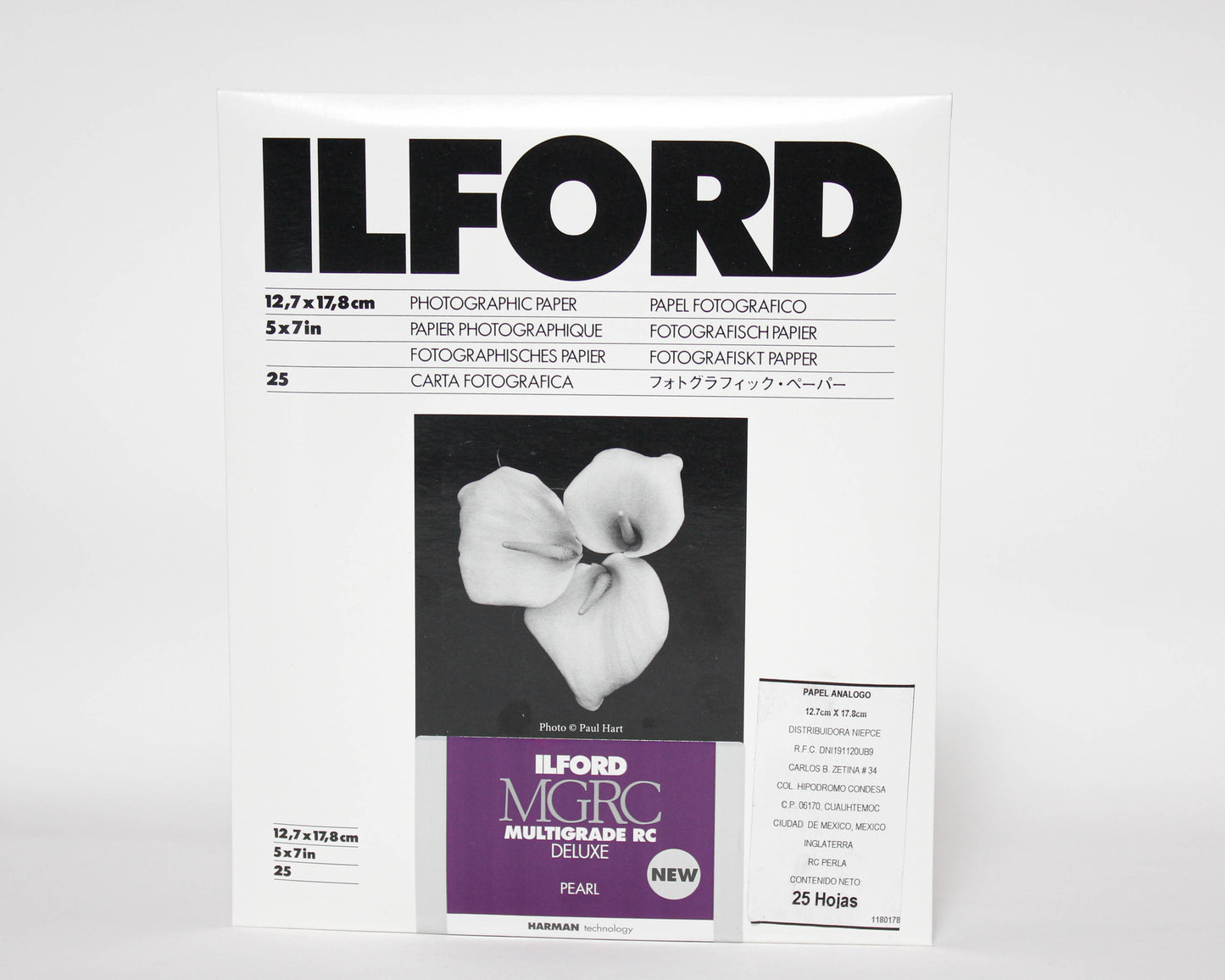 Papel fotográfco ILFORD MGRC de Luxe Perla 5" x 7' 25H